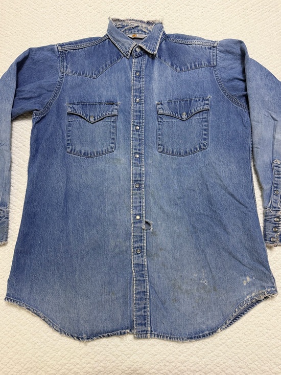 Carhartt Other - Vintage Carhartt Pearl Snap Long Sleeve Denim Shirt Men’s Size XL